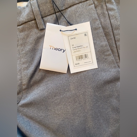 NWT Theory Zaine Grey Heather Cotton Stretch Flannel Pants - Picture 2 of 5